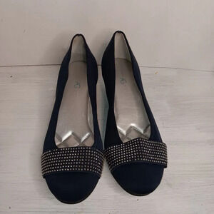 Andrew Geller Women's Senona Rhinestones Wedge Blue Size 9M